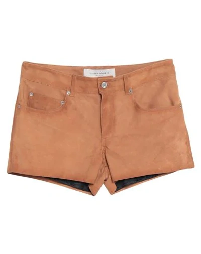 Golden Goose Woman Shorts & Bermuda Shorts Camel Size 4 Ovine Leather