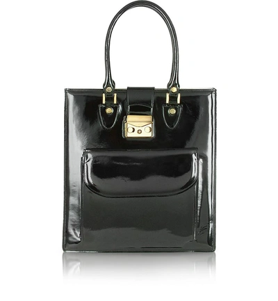 L.a.p.a. Handbags Black Patent Leather Tote Bag In Noir