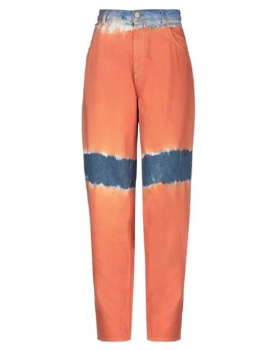 Alberta Ferretti Denim Pants In Orange