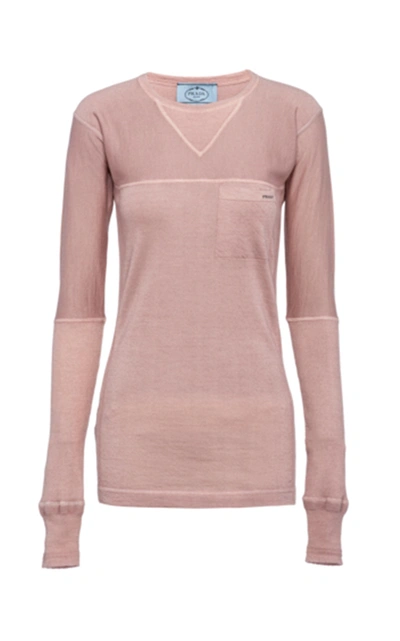 Prada Round-neck Fine-knit Jumper In Neutral