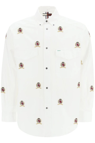 Tommy Hilfiger Heritage Shirt With Thc Embroidered Emblems In White