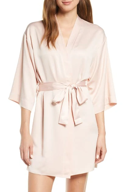 Flora Nikrooz Victoria Satin Short Robe In Pink Sand