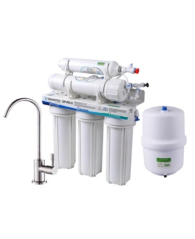 Drinkpod 5 Stage Under Sink Reverse Osmosis System With Brushed Nickel Kitchen Sink Faucet In White
