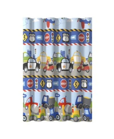 Dream Factory Trains And Trucks V2 72" X 72" Shower Curtain Bedding In Multi