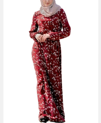 Urban Modesty Women's Black Cherry Drawstring Maxi Dress In Medium Red