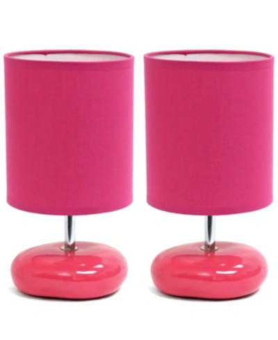 All The Rages Simple Designs Stonies Small Stone Look Table Bedside Lamp 2 Pack Set In Pink