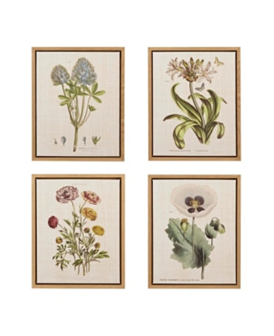 Martha Stewart Collection Martha Stewart Herbal Botany Set Framed Linen Canvas 4-pc Set In Green