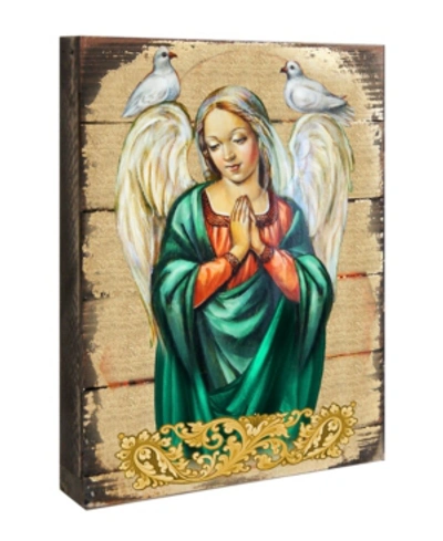 Designocracy Icon Praying Angel Wall Art On Wood 8" In Multi
