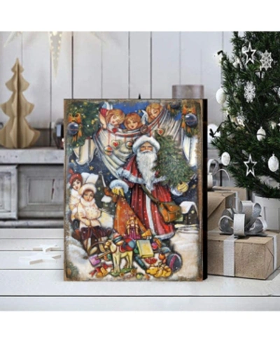 Designocracy Vintage-like Gift Giver Santa By G. Debrekht Handcrafted Wall And Home Decor In Multi