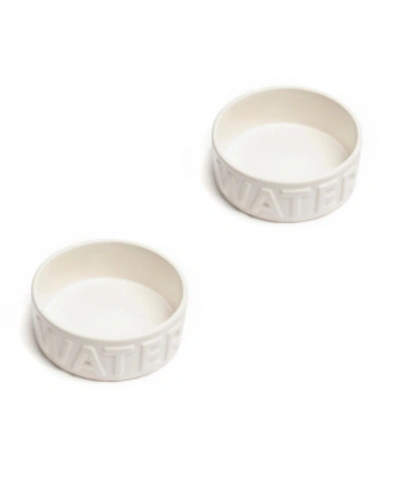 Park Life Designs Classic Water Large Pet Bowls, Set Of 2 In White