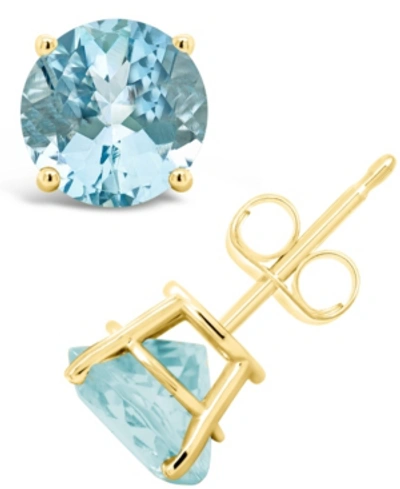 Macy's Aquamarine (2-1/2 Ct. T.w.) Stud Earrings In 14k Yellow Gold