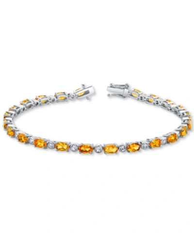 Macy's Citrine (5-3/4 Ct. T.w.) & White Topaz (7/8 Ct. T.w.) Tennis Bracelet In Sterling Silver