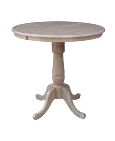 International Concepts 36" Round Top Pedestal Table With 12" Leaf In Gray