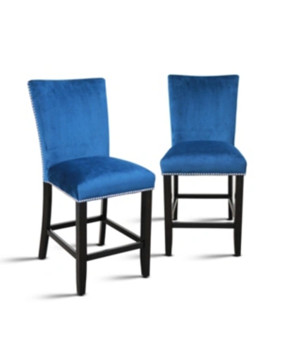 Furniture Camila Blue Velvet Counter Chair