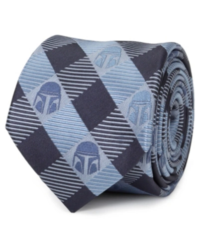 Star Wars Mando Helmet Check Men's Tie In Blue