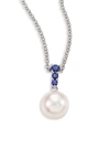 Mikimoto Women's Morning Dew 8mm White Cultured Akoya Pearl, Sapphire & 18k White Gold Pendant Necklace