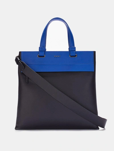 Dkny Nappa Leather Mini North/south Tote In Blue