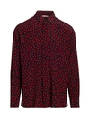 Saint Laurent Men's Polka Dot Silk Sport Shirt In Nero Multi