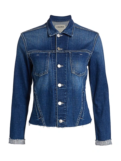 L Agence Janelle Slim-fit Distressed Denim Jacket In Hawthorne