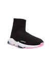 Balenciaga Kid's Fabric Sock Sneakers In Black White Blush