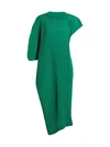 Issey Miyake Women's Zig Zag Pleats Asymmetric Dress In Green