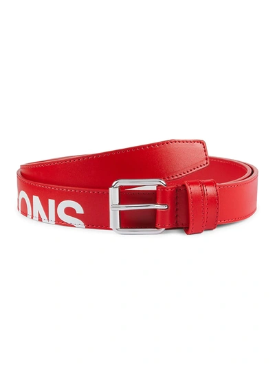 Comme Des Garçons Huge Logo Leather Belt In Red