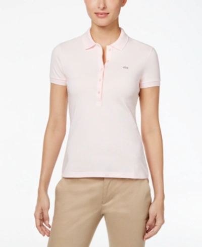 Lacoste Short Sleeve Slim Fit Stretch Pique Polo Shirt In Flamingo