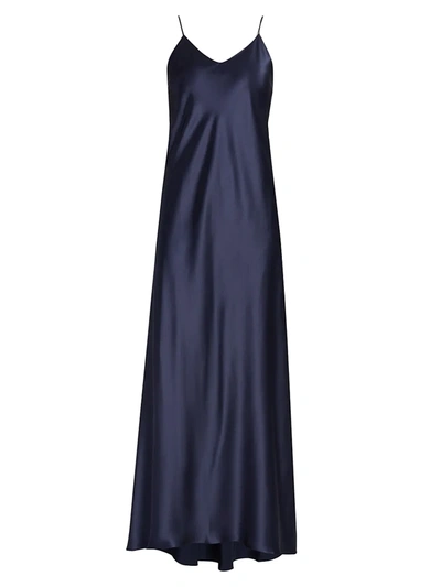 Adriana Iglesias Jadi Silk Slip Dress In Navy Blue
