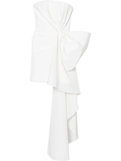 Carolina Herrera Women's Bow-detailed Silk Faille Strapless Mini Dress In Ivory