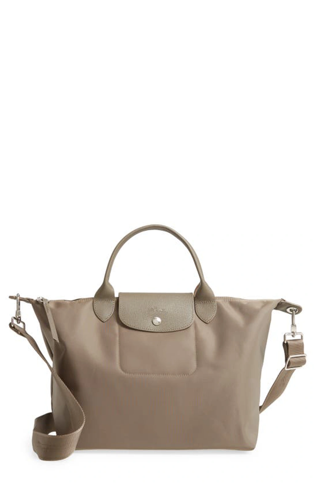 Longchamp 'medium Le Pliage Neo' Nylon Top Handle Tote In Taupe