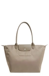 Longchamp Large Le Pliage Nylon Tote In Taupe