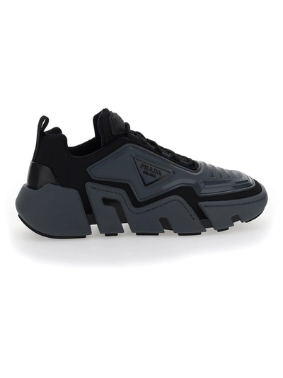 Prada The Techno Stretch Sneakers In Nero+smog 1