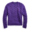 Ralph Lauren Cable-knit Crewneck Sweater In Purple Marl