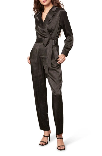 Cupcakes And Cashmere Rowen Tie Waist Satin Jumpsuit In Black