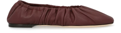 Staud Tuli Ruched Flat Ballerina Flats In Bordeaux