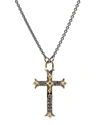 Armenta Women's Old World Sterling Silver, 18k Yellow Gold & Diamond Cross Pendant Necklace In Black/gold