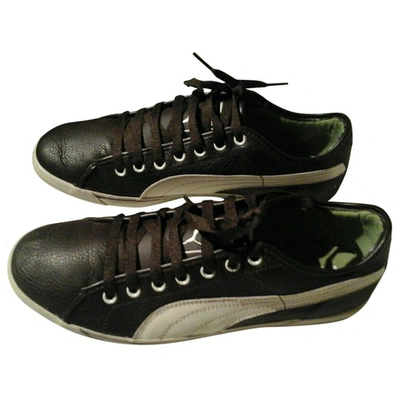 Pre-owned Puma Leather Low Trainers In Brown