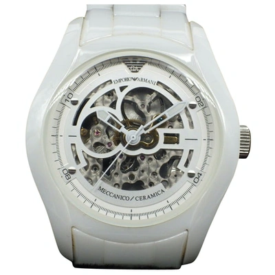Pre-owned Emporio Armani White Ceramic Watch