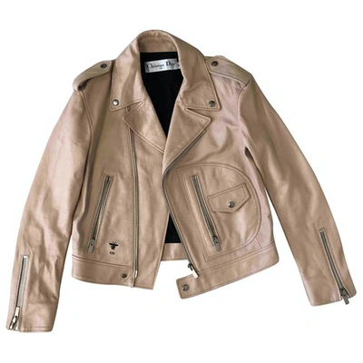 Pre-owned Dior Beige Leather Leather Jacket