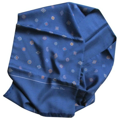 Pre-owned Dior Silk Scarf & Pocket Square In Navy