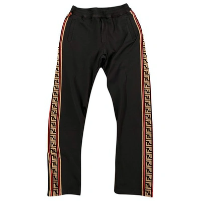 Pre-owned Fendi Black Cotton Trousers