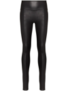 Spanx Faux-leather Mid-rise Leggings In Schwarz