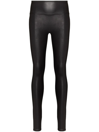 Spanx Faux-leather Mid-rise Leggings In Very Black