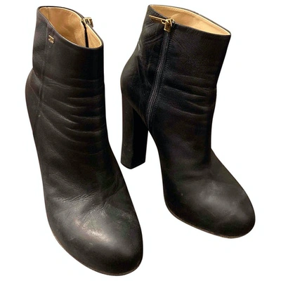 Pre-owned Elisabetta Franchi Leather Ankle Boots In Black