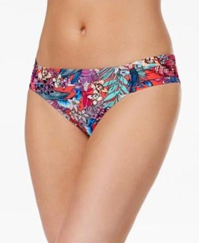 Kenneth Cole Tropical Tendencies Printed Side-tab Hipster Bikini Bottoms Women's Swimsuit In Cherry Multi