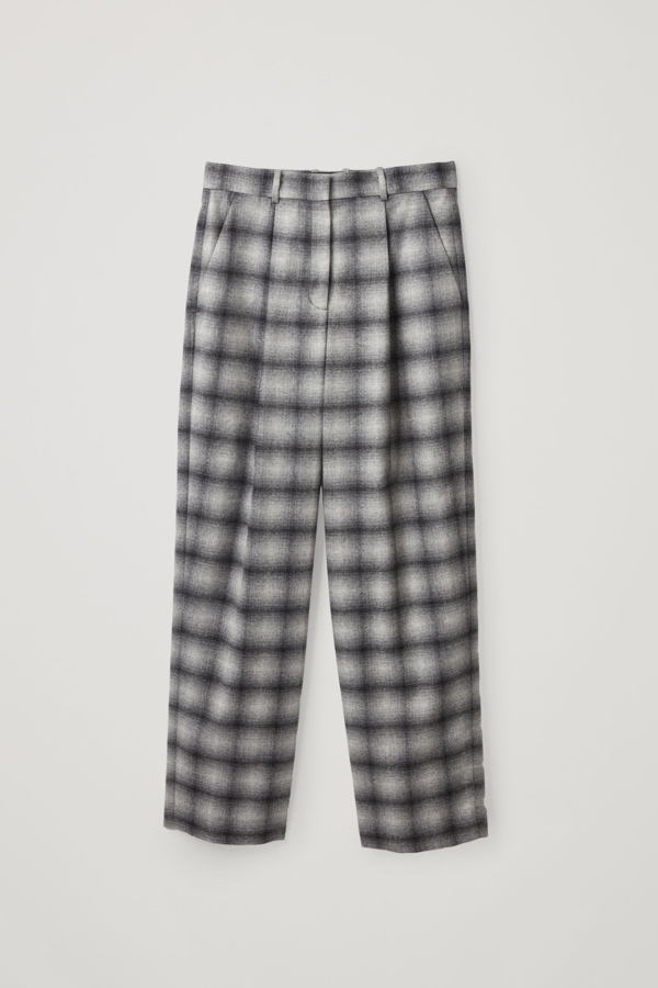 Cos Relaxed Checked Recycled Wool Pants In Blue | ModeSens