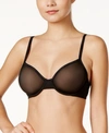 Calvin Klein Sheer Marquisette Underwire Unlined Demi Bra Qf1680 In Black