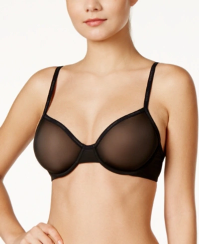 Calvin Klein Sheer Marquisette Underwire Unlined Demi Bra Qf1680 In Black