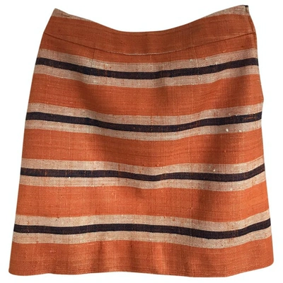 Pre-owned Kate Spade Linen Skirt In Orange