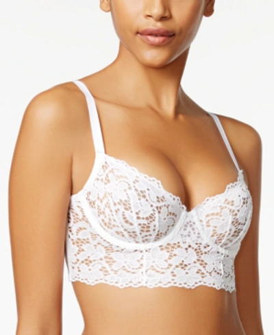 Dkny Classic Lace Longline Demi Bra Dk4010 In Poplin White